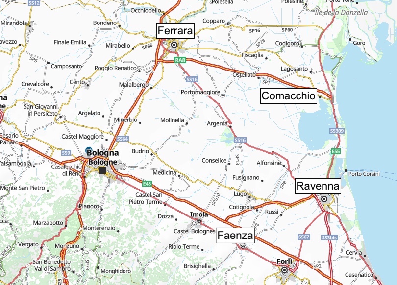 Pedalando da Faenza a Ferrara0 map